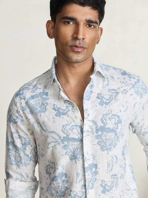 Slub Printed Tailored Fit Shirt