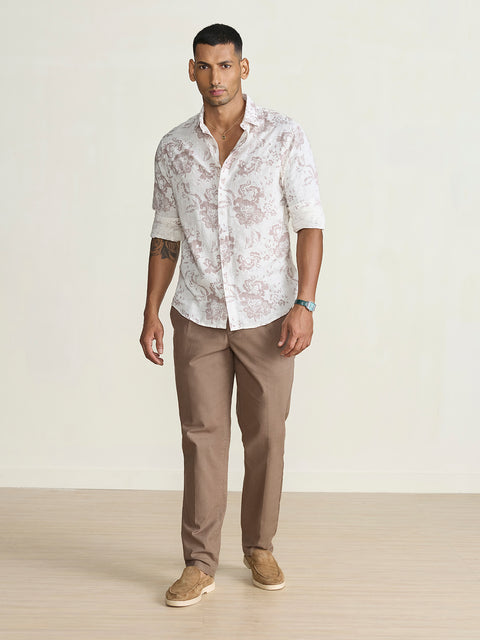 Slub Printed Tailored Fit Shirt