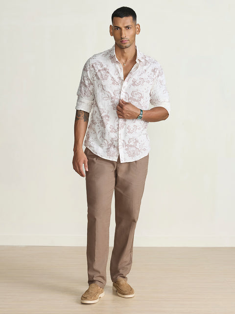 Slub Printed Tailored Fit Shirt