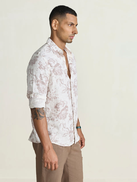 Slub Printed Tailored Fit Shirt
