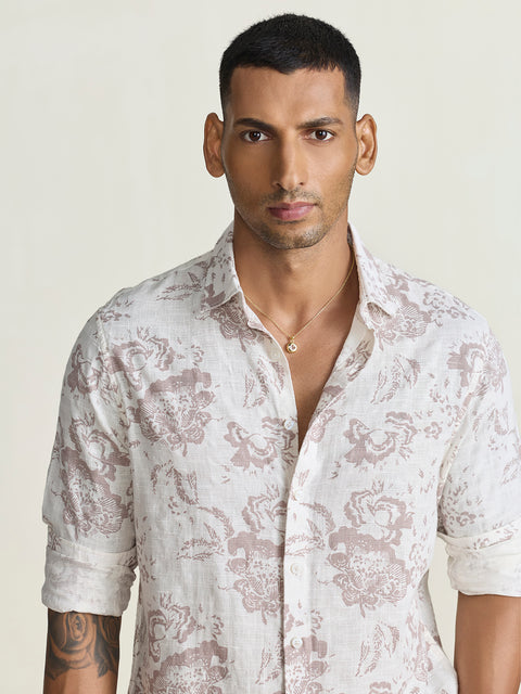 Slub Printed Tailored Fit Shirt