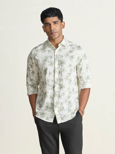 Slub Printed Tailored Fit Shirt