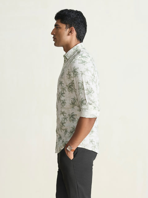 Slub Printed Tailored Fit Shirt
