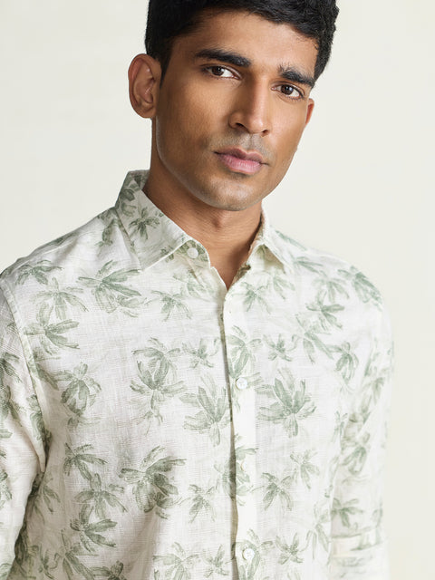Slub Printed Tailored Fit Shirt