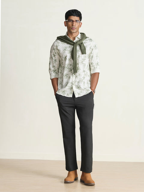 Slub Printed Tailored Fit Shirt