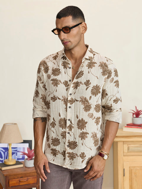 Double Cloth Printed Tailored Fit Shirt