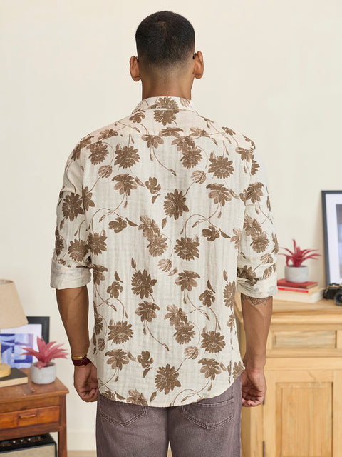Double Cloth Printed Tailored Fit Shirt