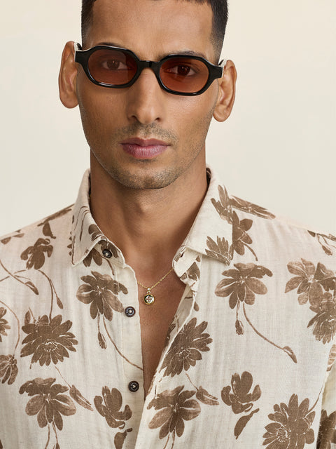 Double Cloth Printed Tailored Fit Shirt