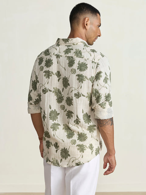 Double Cloth Printed Tailored Fit Shirt