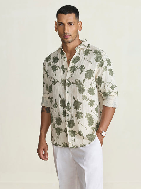 Double Cloth Printed Tailored Fit Shirt