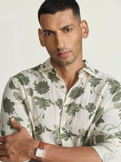 Double Cloth Printed Tailored Fit Shirt