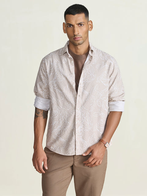 Dobby Printed Tailored Fit Shirt