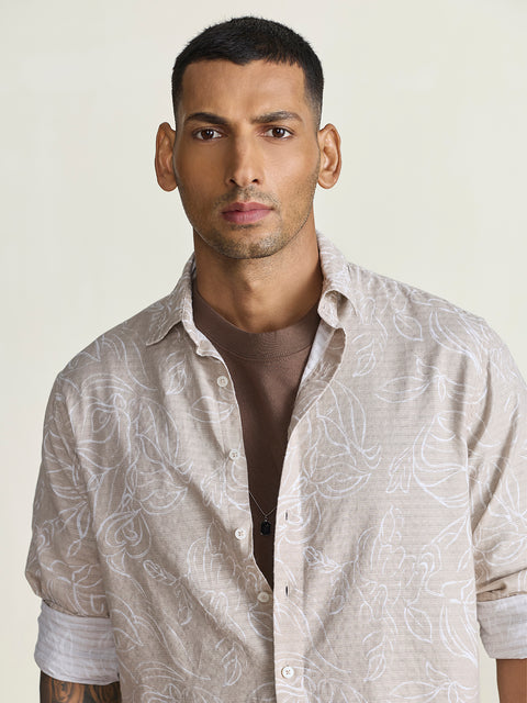 Dobby Printed Tailored Fit Shirt