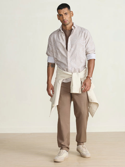 Dobby Printed Tailored Fit Shirt