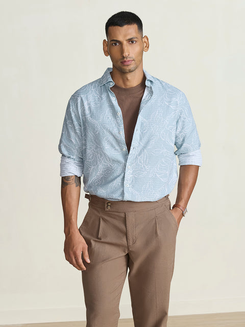 Dobby Printed Tailored Fit Shirt