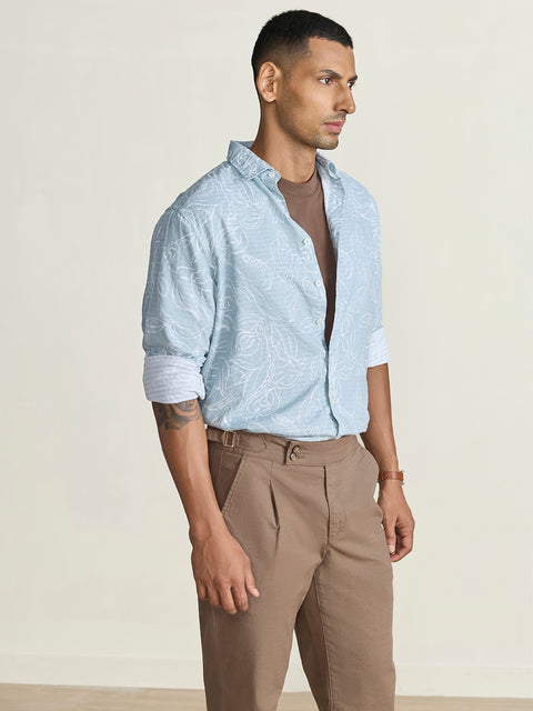 Dobby Printed Tailored Fit Shirt