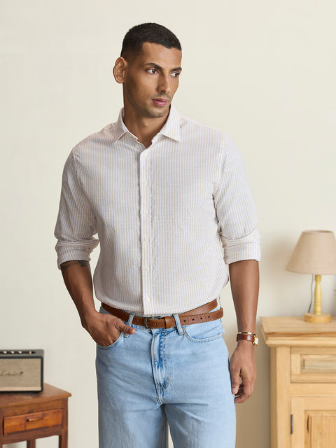 Slub Striped Tailored Fit Shirt