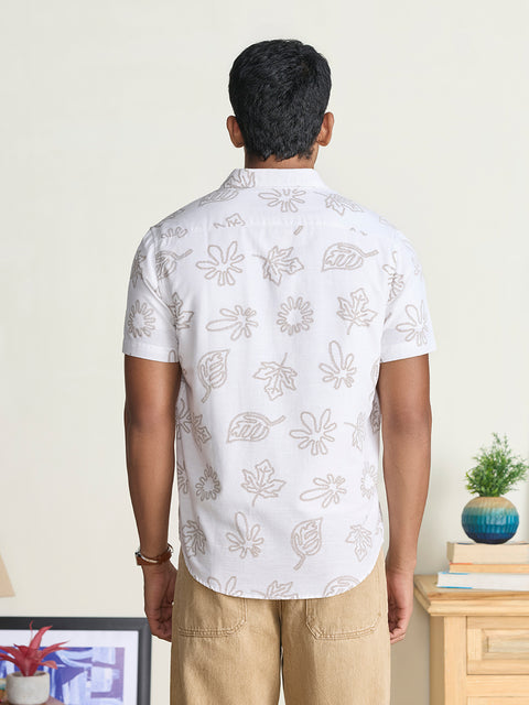 Slub Printed Tailored Fit Shirt