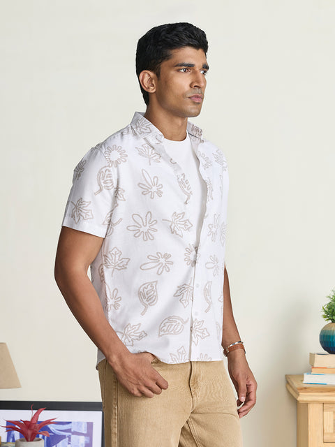 Slub Printed Tailored Fit Shirt
