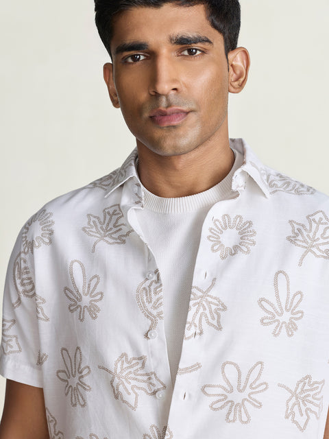 Slub Printed Tailored Fit Shirt