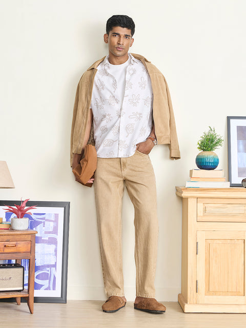 Slub Printed Tailored Fit Shirt