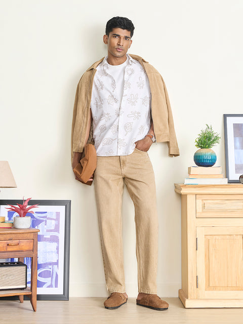 Slub Printed Tailored Fit Shirt