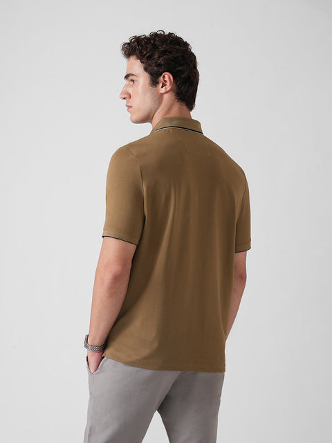 BROWN STRUCTURED POLO T-SHIRT