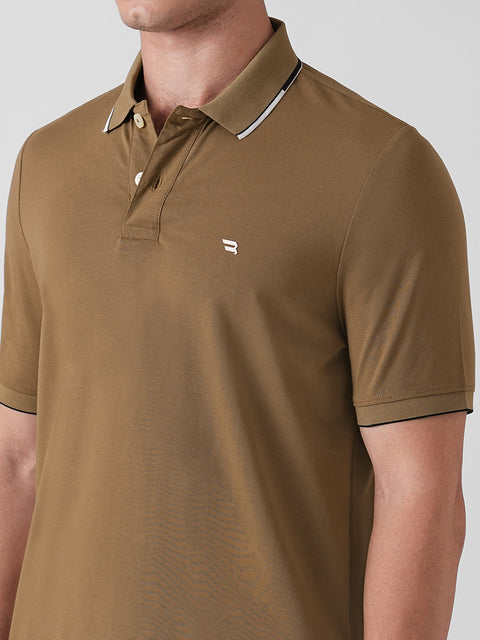 BROWN STRUCTURED POLO T-SHIRT