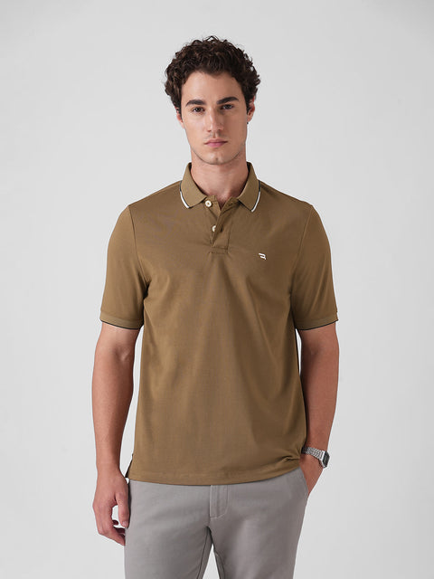 BROWN STRUCTURED POLO T-SHIRT