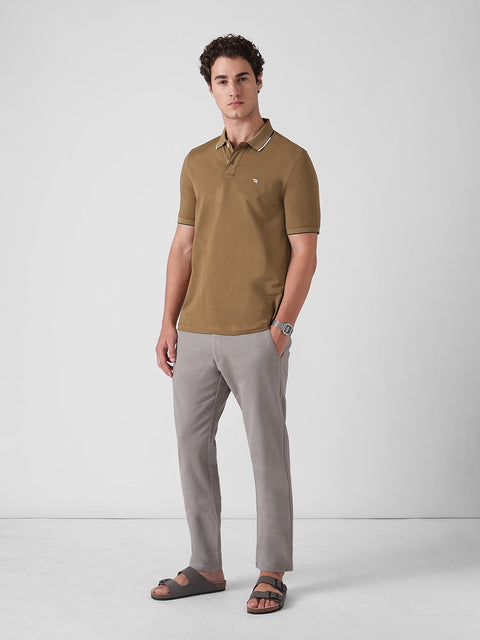 BROWN STRUCTURED POLO T-SHIRT