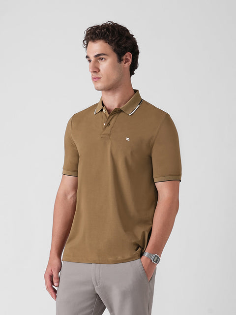 BROWN STRUCTURED POLO T-SHIRT