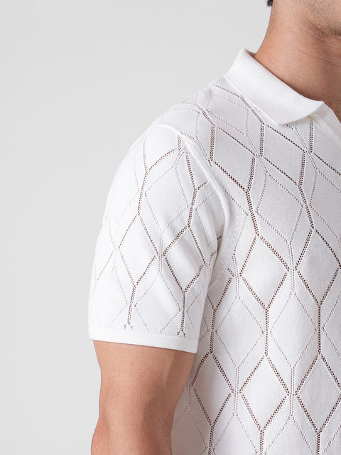 OFF WHITE FLATKNIT POLO T-SHIRT
