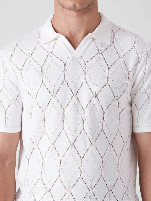 OFF WHITE FLATKNIT POLO T-SHIRT