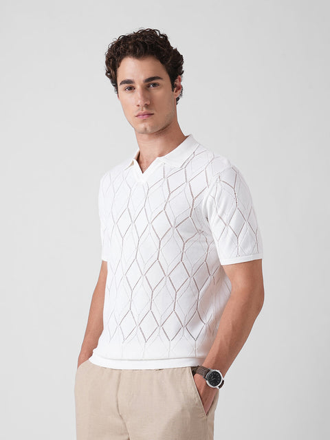 OFF WHITE FLATKNIT POLO T-SHIRT