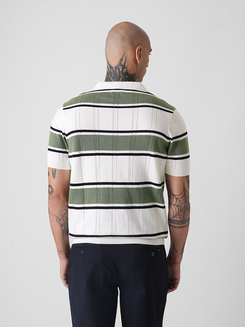 Striped Flatknit Polo T-Shirt