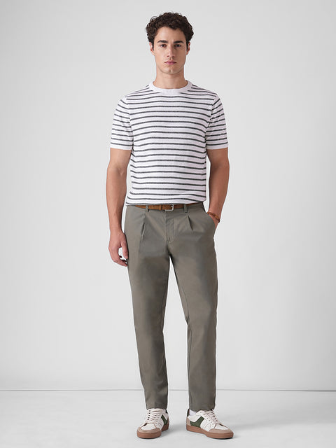 OFF WHITE STRIPED FLATKNIT T-SHIRT