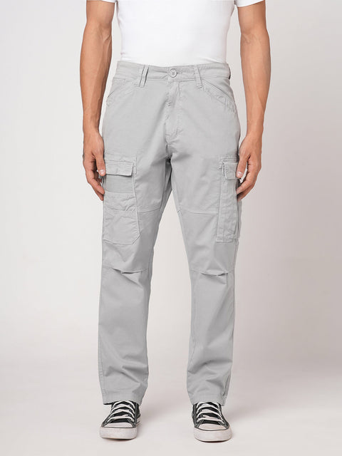 GREY SLIM FIT TWILL CARGO