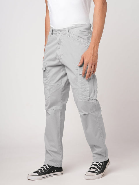 Grey Slim Fit Twill Cargo