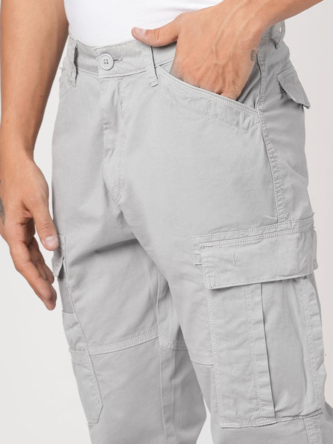 Grey Slim Fit Twill Cargo