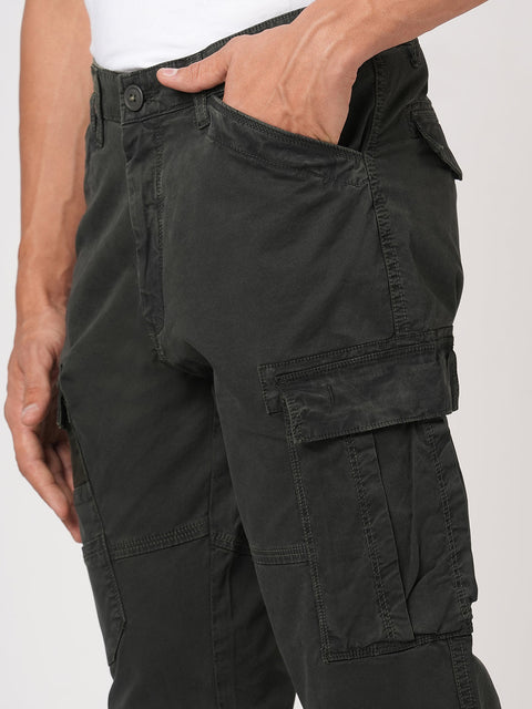 Olive Slim Fit Utility Pocket Cargo