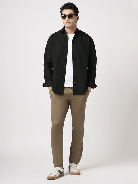 SLIM FIT OLIVE DOBBY TROUSER