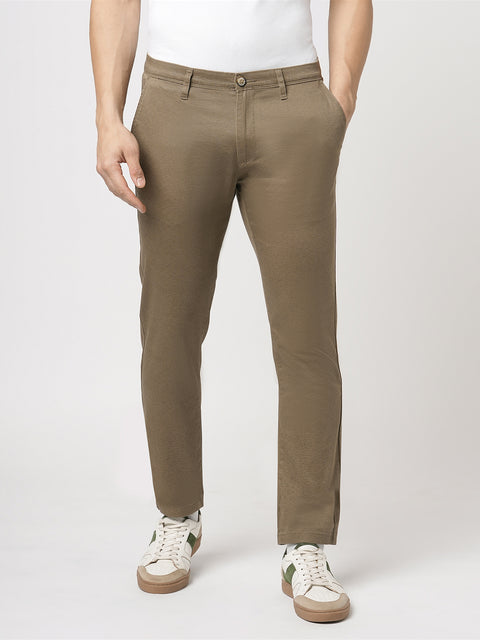 SLIM FIT OLIVE DOBBY TROUSER