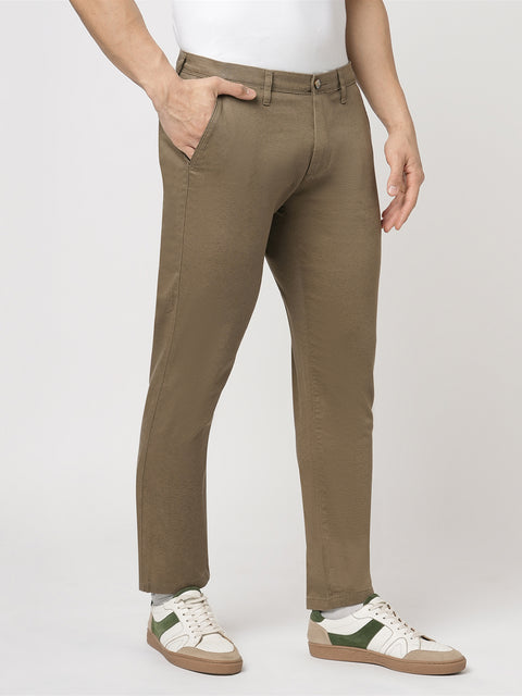 SLIM FIT OLIVE DOBBY TROUSER