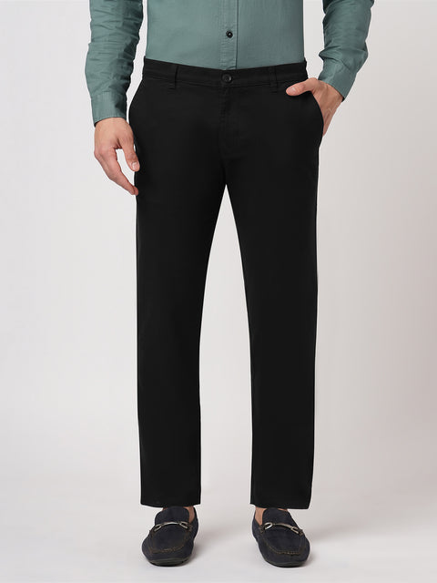 SLIM FIT BLACK DOBBY TROUSER