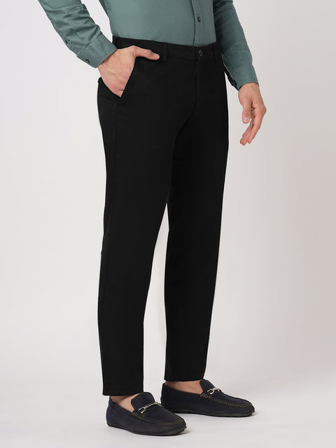 SLIM FIT BLACK DOBBY TROUSER
