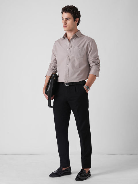 BLACK RELAXED FIT LINEN TROUSER
