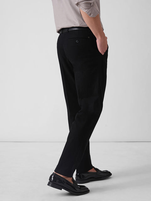 BLACK RELAXED FIT LINEN TROUSER