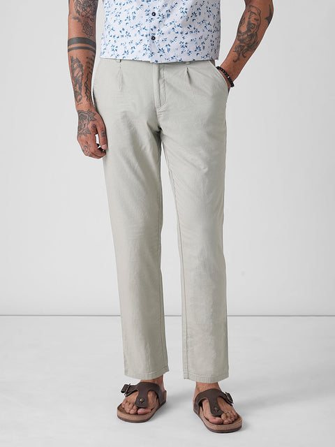 GREY RELAXED LINEN TROUSERS