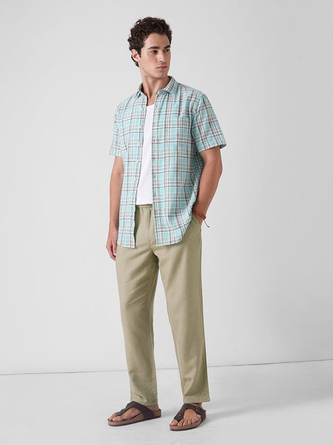 BROWN ELASTICATED WAIST TRAVELLER PANTS
