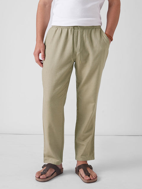 BROWN ELASTICATED WAIST TRAVELLER PANTS